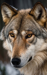 Close up portrait of grey wolf - 746616295