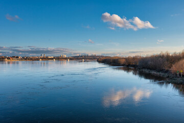 Landscape of the Vistula river in Grudziadz, Poland.