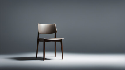 Alone chair in empty room, gray background, space for text
