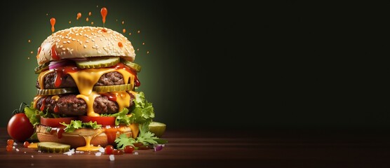 Burger tasty and delicious with copy space for text mockup Generative AI