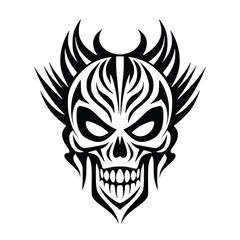 Obraz premium Tribal Tattoo Vector Art, Skull Face Head Design