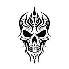 Skull Face Head Tribal Tattoo, Vector Art Design