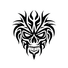Tribal Tattoo Art, Vector Design of a Skull Face Head
