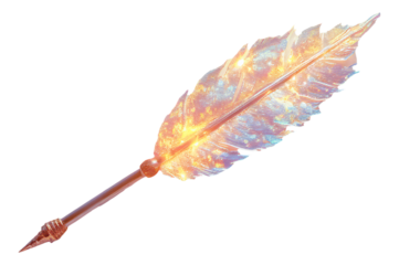 A photo of a beautiful rainbow-colored arrow.