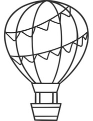 Hot Air Balloon Line Art, SVG Vector Line Art, Single Icon
