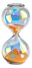 A photograph of a beautiful shimmering hourglass.