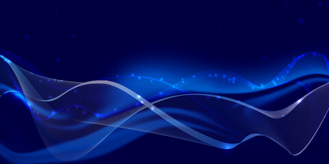 Blue abstract wave background for design on the theme of information technology, big data, artificial intelligence