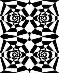 black and white abstract geometric pattern with a kaleidoscopic design and pastel tones suitable for backgrounds and creative projects