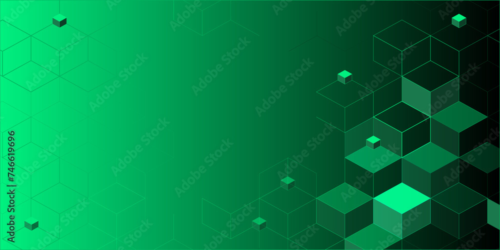 Aufkleber green gradient background with cubic elements for web design, presentations on a technological theme
