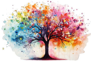 Obraz na płótnie Canvas the tree of life in colorful spring watercolor painting style png / transparent