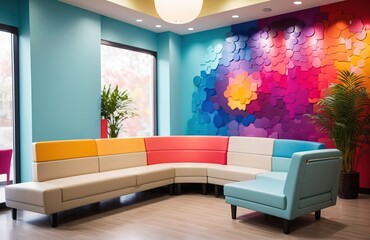 Waiting area of office color therapy clinic