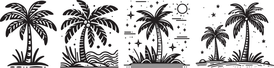 palm trees on a tropical island, dream vacation laser cutting engraving
