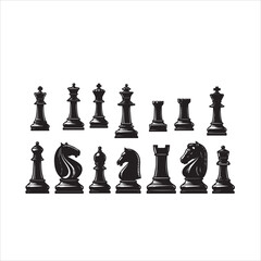 Silhouettes of chess pieces. Chess icons. Vector chess isolated on white background.