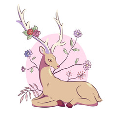 Deer with flowers