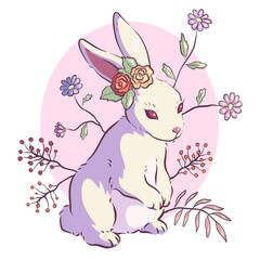 easter bunny with flowers