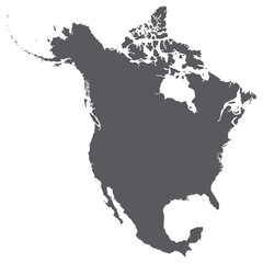 North America country Map. Map of North America in grey color.