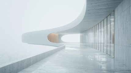 Modern futuristic architecture with simple minimalistic shapes