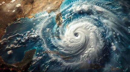 Majestic Aerial View of a Powerful Hurricane from Space over Earth with Cloud Vortex