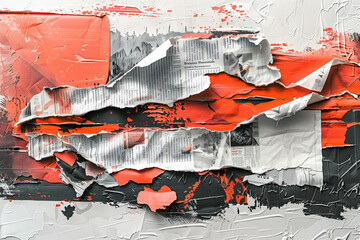Abstract Collage of Torn Newspapers on Textured Background