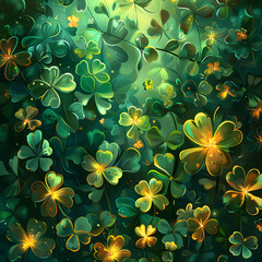 Fototapeta na wymiar abstract floral background clover leaves golden green