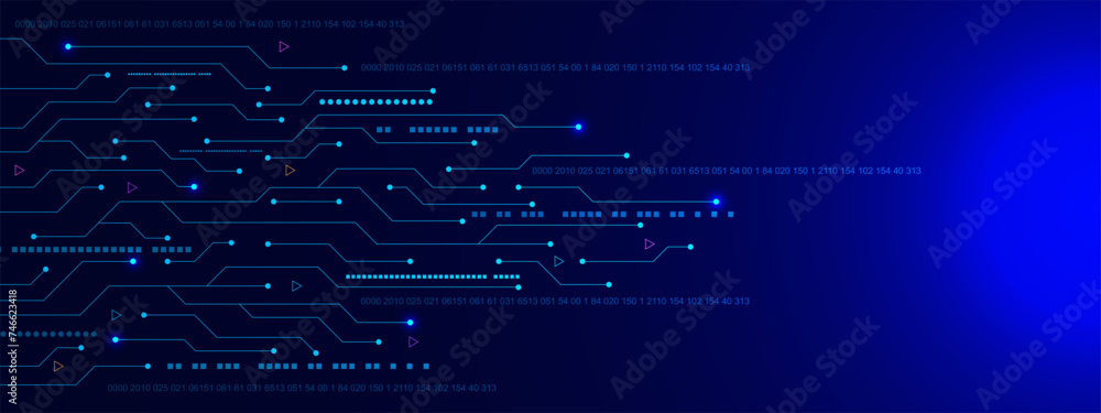 Poster futuristic technology with circuit board. big data visualization. digital networking, communication 