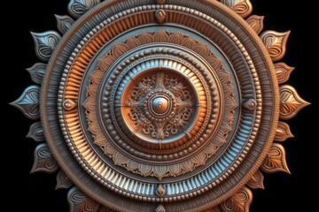 Hinduism divine mantra chakra , symmetrical , ultra high quality render.