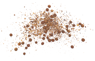 Allspice, pimento spice, Jamaican pepper and shavings isolated on white background and texture, macro