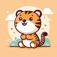 vector style smile little tiger mascot