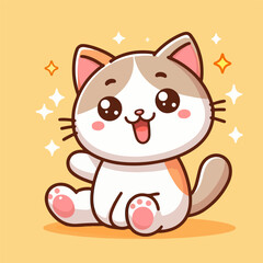 vector style smile cat cute mascot