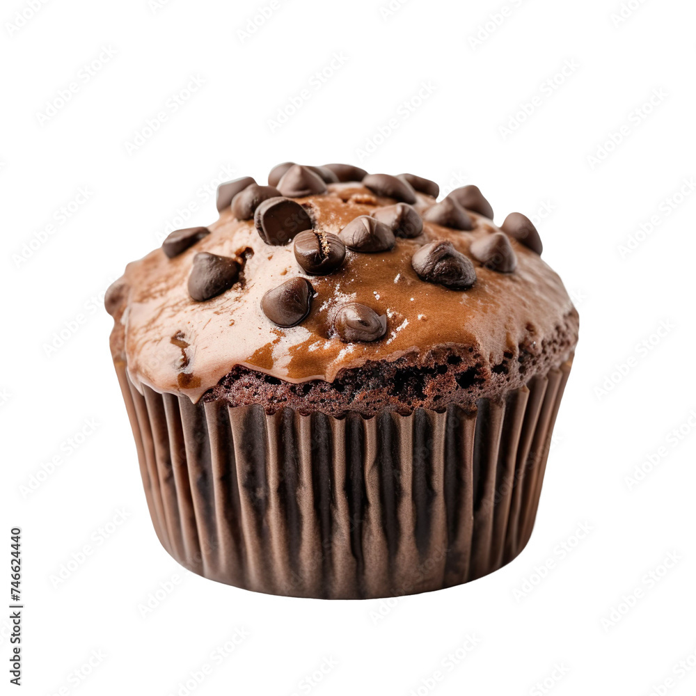 Wall mural front view of single espresso muffin isolated on a white transparent background