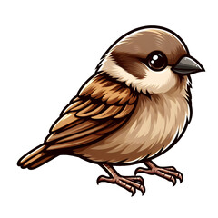 Sparrow (bird) illustration, isolated 