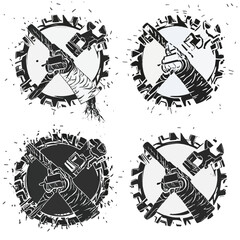 Monochrome Repair Service Human Hand Emblem vector