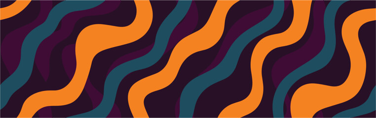 Abstract hand drawn psychedelic groovy background. Waves abstract art with colorfull texture. Background with color lines. Different shades and thickness. Trend 60s, 70s. Seamless.