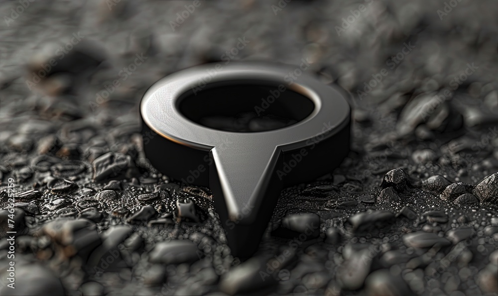 Poster gps navigation pointer symbol on cracked asphalt