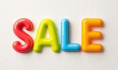 Plastic toy letters with word SALE, white background
