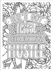 Best mom font with flowers pattern. Hand drawn with black and white lines. Doodles art forMom Hustle or greeting card Motivational quotes coloring page with mandala backgroun