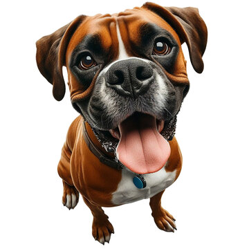 Boxer Dog, Bulldog: Happy Face Close-up on Transparent Background, Detailed PNG, High Quality, Ready for Your Project
