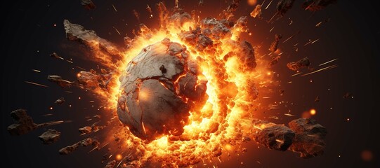 fireball rock explosion, blast, smoke 50 - obrazy, fototapety, plakaty