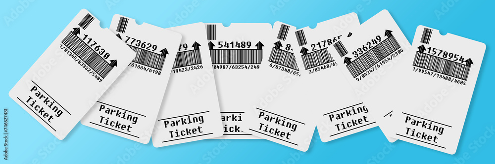 Poster ticket for parking area concept image - bar code and code numbers are completely made up