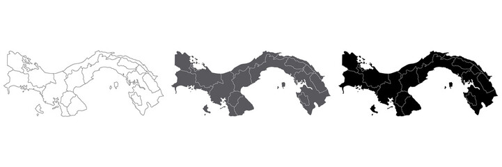 Panama map. Map of Panama in administrative provinces in set