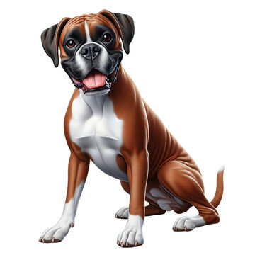 Boxer Dog, Bulldog: Happy Face Close-up on Transparent Background, Detailed PNG, High Quality, Ready for Your Project