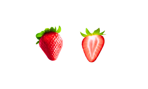 Fresh strawberry fruits isolated on transparent background. PNG
