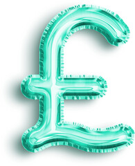 Currency Pound Turquoise Foil Balloon Icon