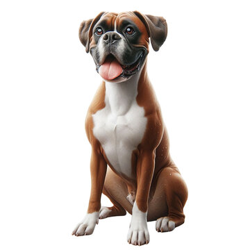 Boxer Dog, Bulldog: Happy Face Close-up on Transparent Background, Detailed PNG, High Quality, Ready for Your Project