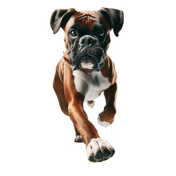 Boxer Dog, Bulldog: Happy, Jumping, Playing or Running on Transparent Background, Detailed PNG, High Quality, Ready for Your Project