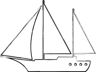 
Ship with sails, water transport decoration.