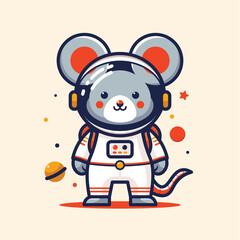 cute astronaut mouse cartoon illustration © Ari