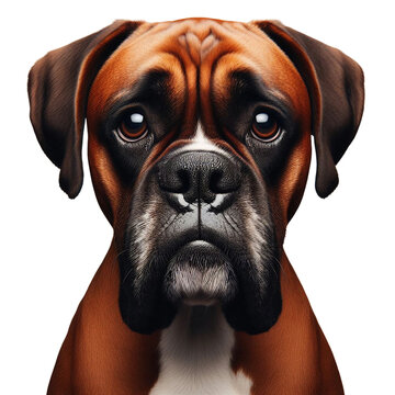 Boxer Dog, Bulldog: Sad face Expression Transparent Background, Detailed PNG, High Quality, Ready for Your Project