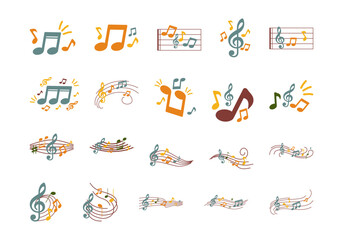 Musical Notes Illustration Element Set