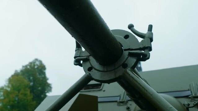 The exterior of an ASU-57, a light, airborne self-propelled gun from the mid-20th century, known for its compact design and mobility.